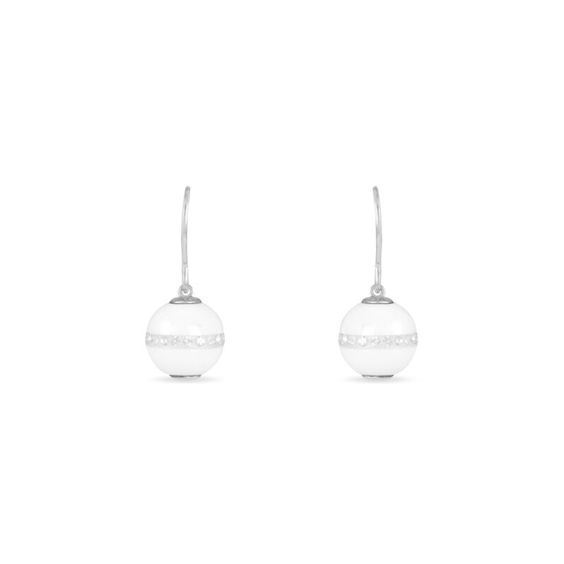 Boucles D'oreilles Pendantes Rose-blanche Argent Strass Et Céramique - Spannringe Damen | OROVIVO