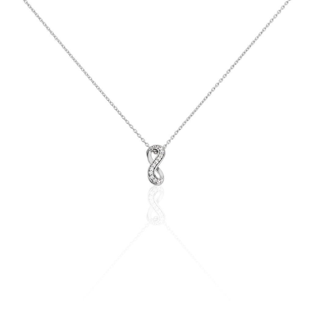 BERTA 3 Damen Collier Silber 925 Zirkonia Weiß Unendlichkeit, Collier mit Stein