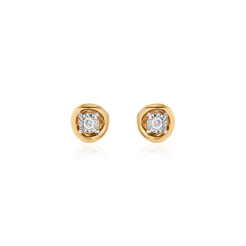 LISELOTTE Damen Ohrstecker Gold 375 (9 Karat) Diamant Wei&szlig; 0,04 ct Blume - Ohrstecker Damen | OROVIVO