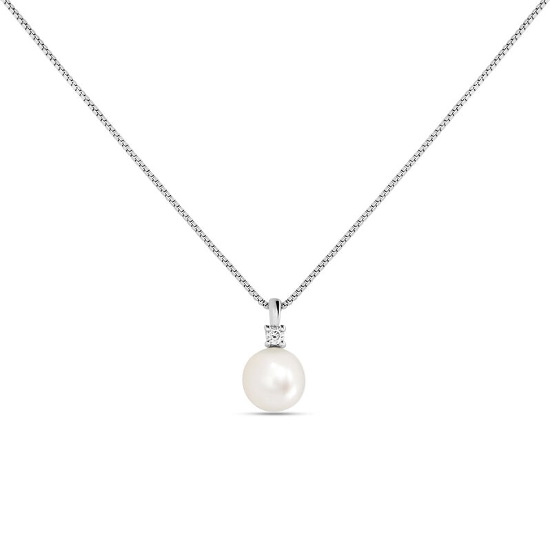 Collana Gabrielle Precious Oro Bianco Perla D'Acqua Dolce Diamante - Spannringe Damen | OROVIVO