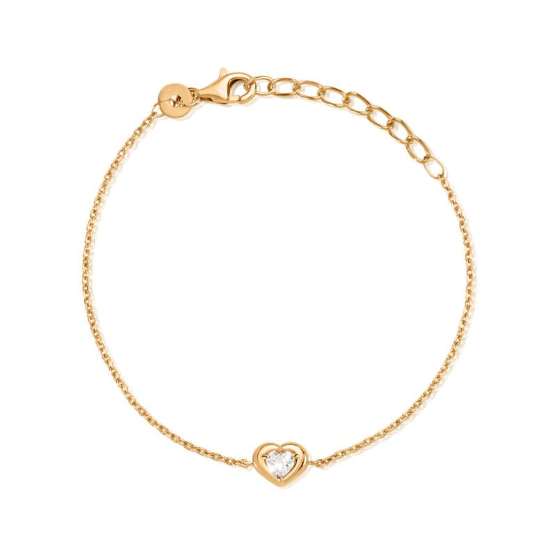 DINA Damen Armband Vergoldet Zirkonia Wei&szlig; Herz - Armb&auml;nder mit Anh&auml;nger Damen | OROVIVO