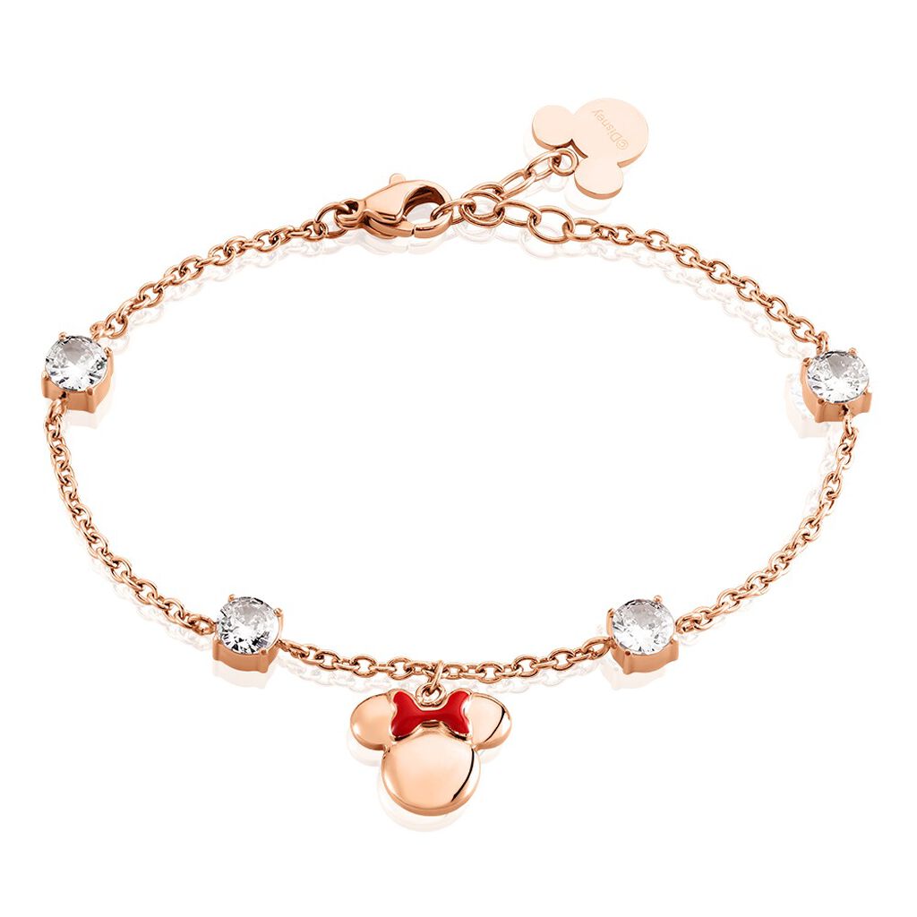 Damen Armband Edelstahl rosevergoldet Zirkonia Fantasiecharakter Minnie Red - Armbänder mit Anhänger Damen | OROVIVO