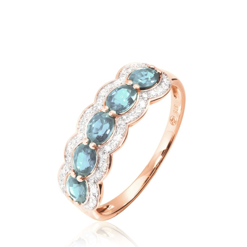 Bague Margaux Or Rose Aigue Marine Et Diamant - Spannringe Damen | OROVIVO