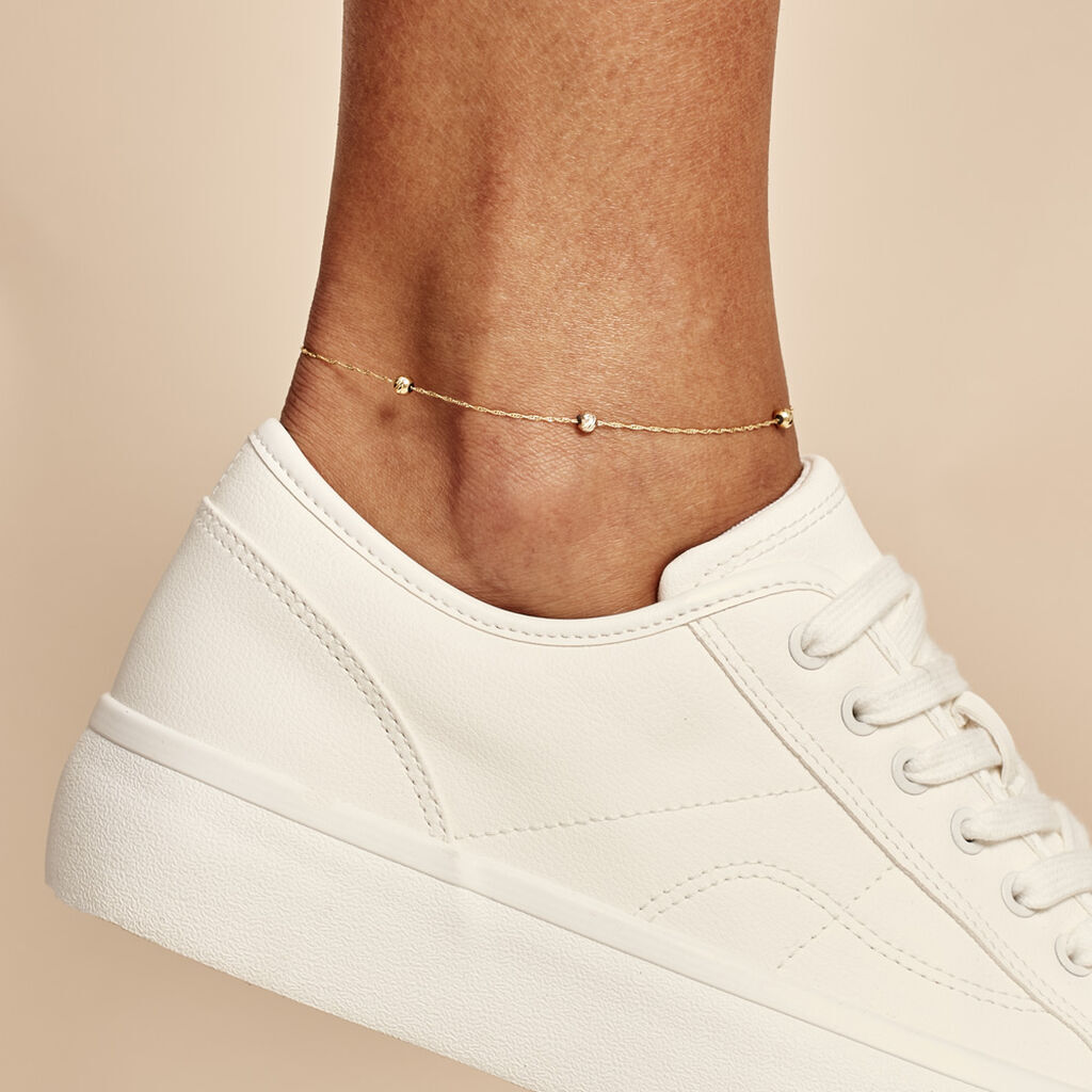 Damen Fußkettchen Gold 375 Kugeln - Fußketten Damen | OROVIVO