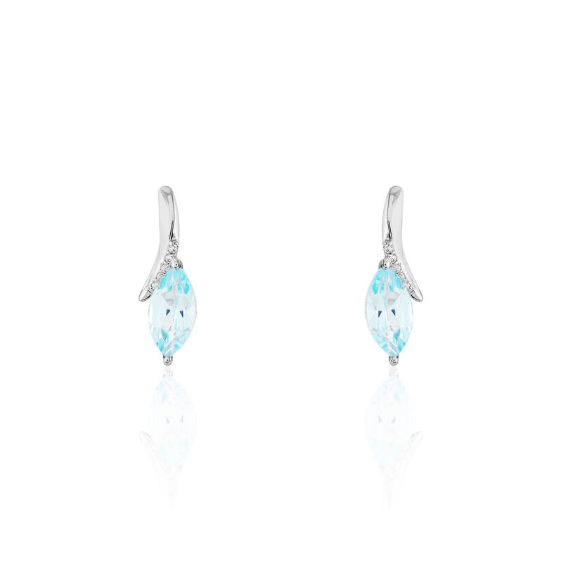 Boucles D'oreilles Puces Or Blanc Topaze Et Oxyde De Zirconium - Spannringe Damen | OROVIVO