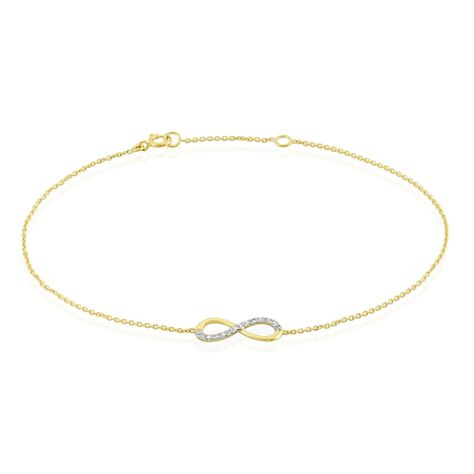 Damen Armband Gold Bicolor Gelb/Silber 375 Diamant 0,02ct Infinity Nuovo - Armbänder  | OROVIVO
