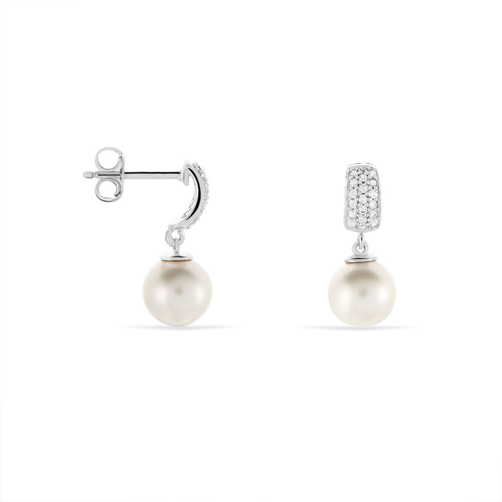 RITEJ Damen Ohrstecker Silber 925 Synthetische Perle Perlmutt