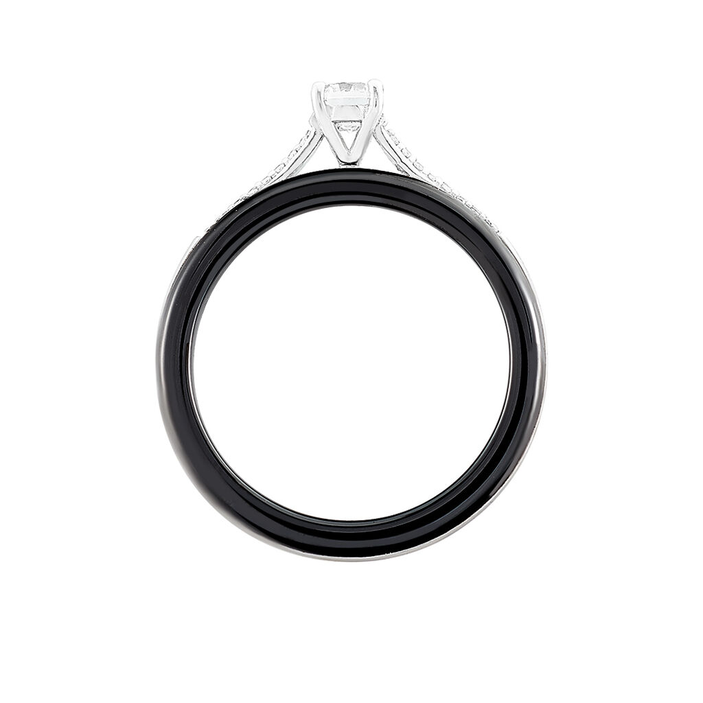 Bague Solitaire Ceramique Argent Blanc Céramique Et Oxyde De Zirconium - Spannringe Damen | OROVIVO