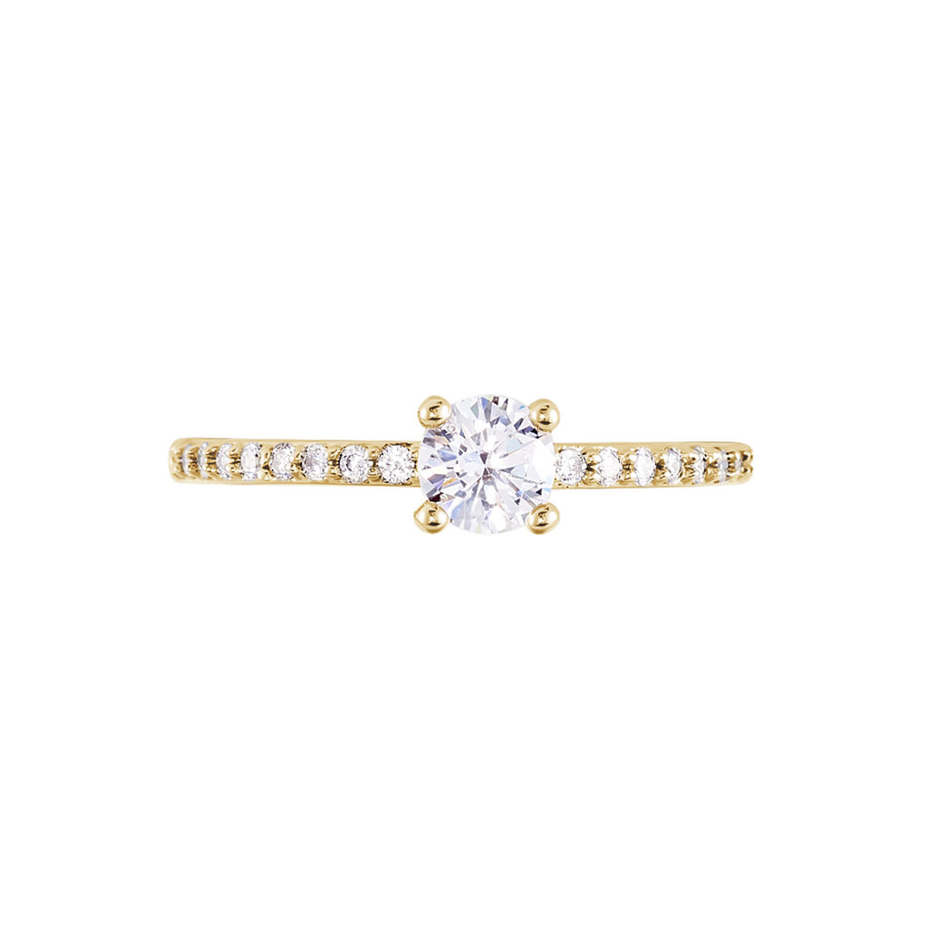 MIREILLA Damen Ring Vergoldet Zirkonia Wei&szlig; 0,12 ct