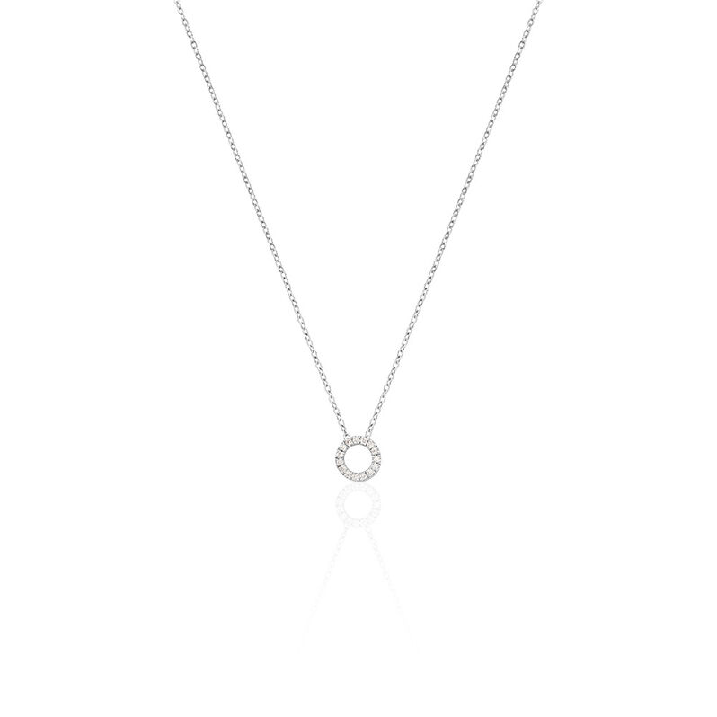 GWEN Damen Collier Wei&szlig;gold 375 (9 Karat) Diamant Wei&szlig; 0,05 ct Kreis - Halsketten Damen | OROVIVO