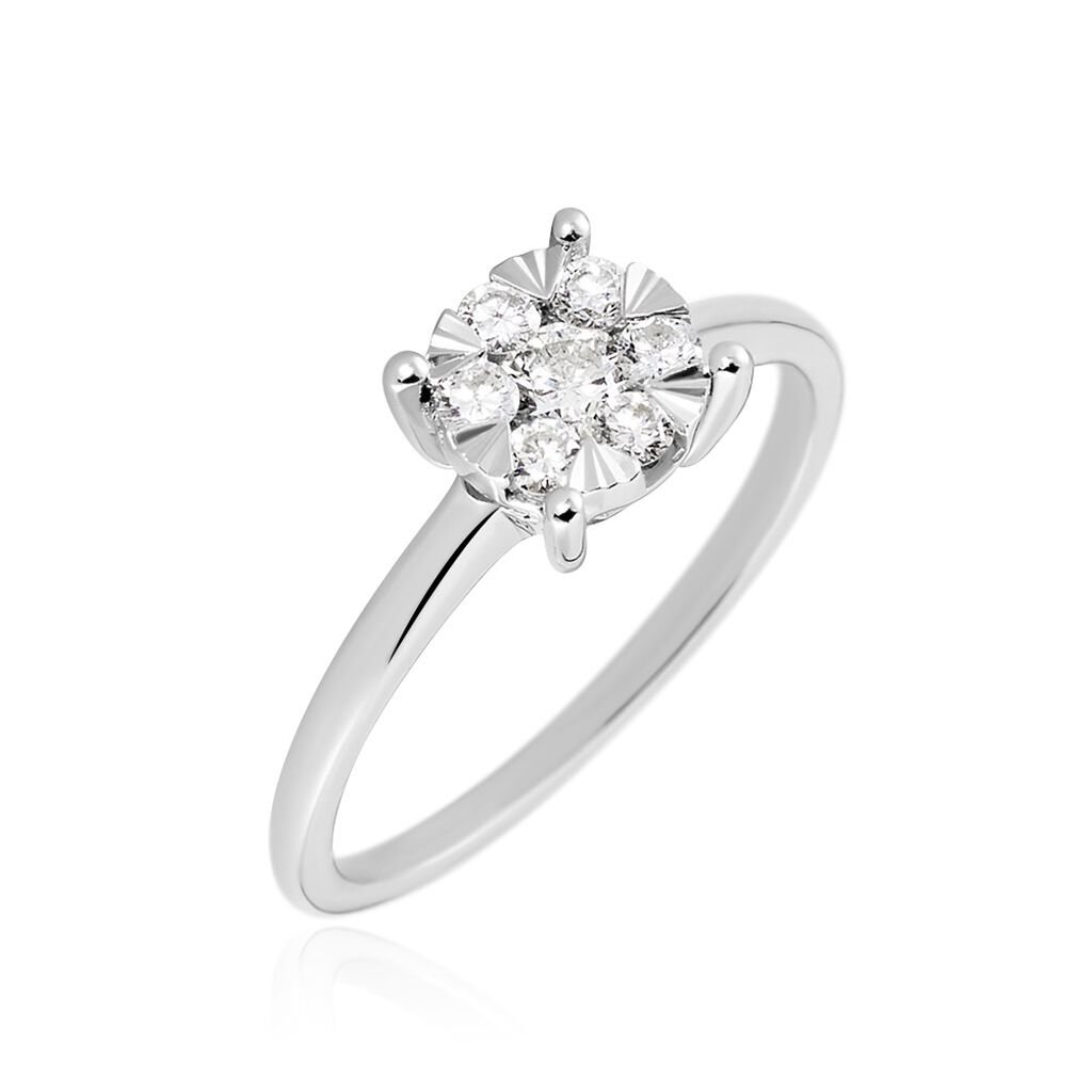 PETALI Damen Ring Wei&szlig;gold 750 (18 Karat) Diamant Wei&szlig; 0,16 ct