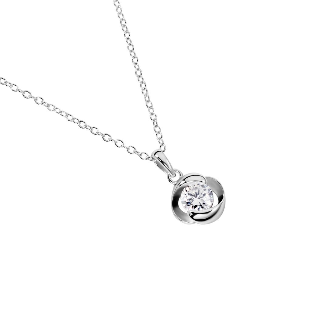 LUCY Damen Collier Silber 925 Zirkonia Wei&szlig; 0,87 ct Blume