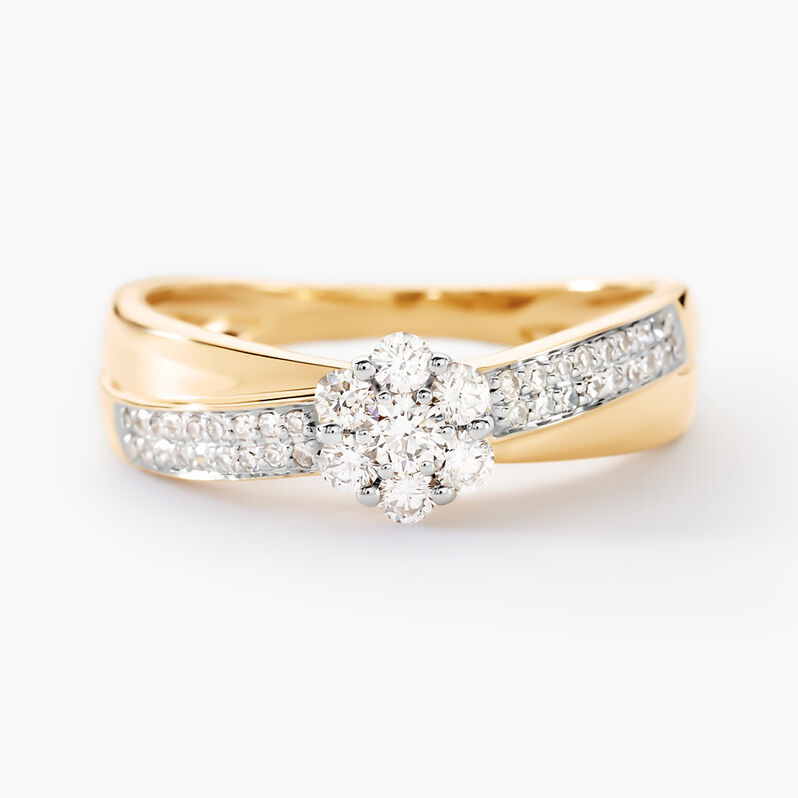 Bague Magnolia Croisee Or Jaune Diamant - Spannringe Damen | OROVIVO
