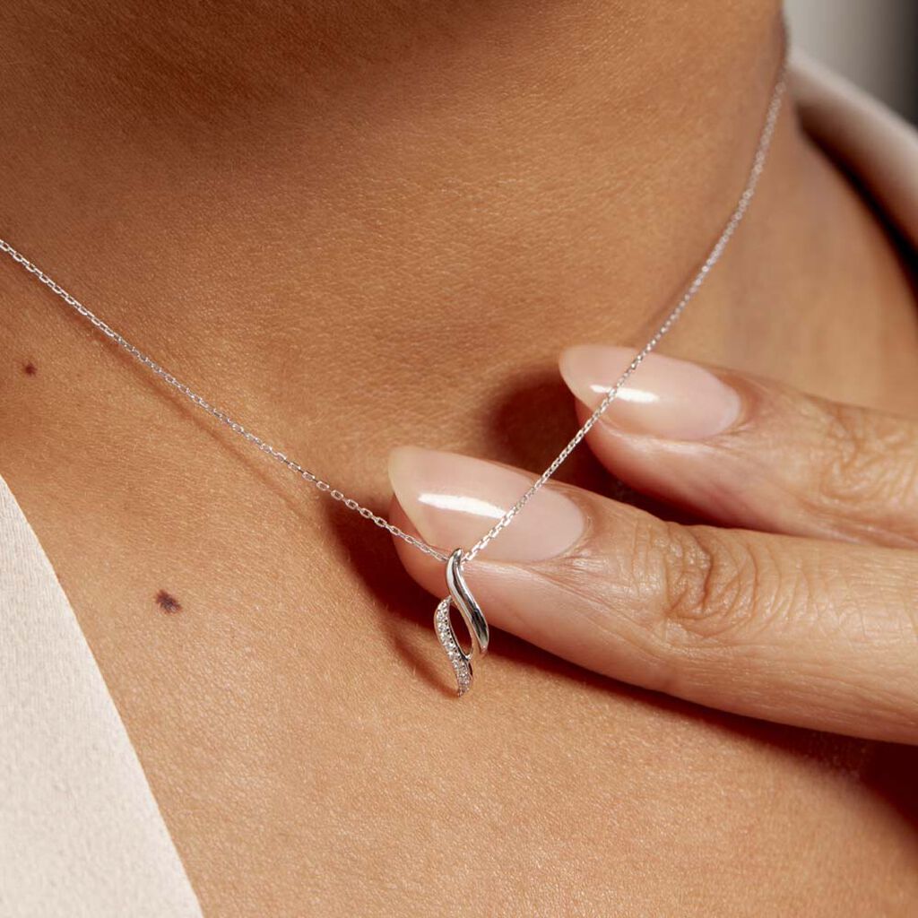 Collier Vague Or Weiss Et Diamants 42cm - Spannringe Damen | OROVIVO