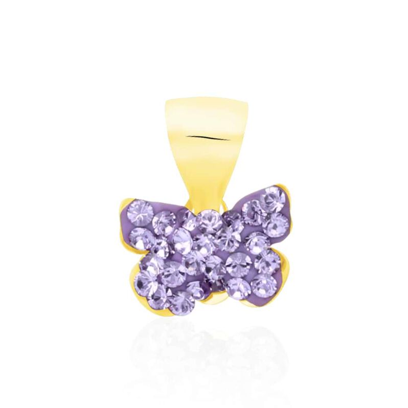Ciondolo farfalla in oro giallo e strass viola - Spannringe Kinder | OROVIVO