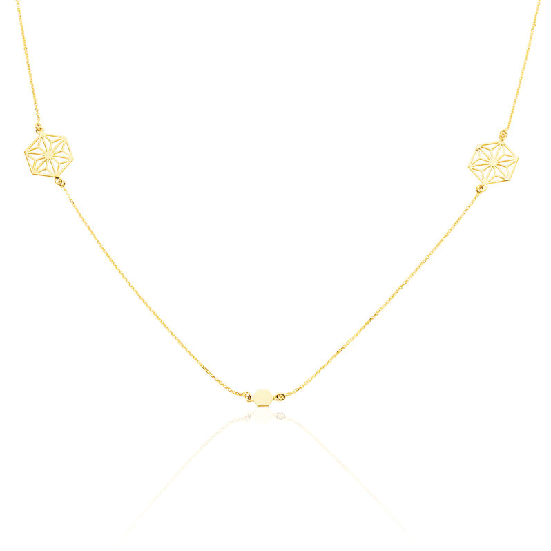Sautoir Abby Or Jaune Hexagones Ajoures - Spannringe Damen | OROVIVO