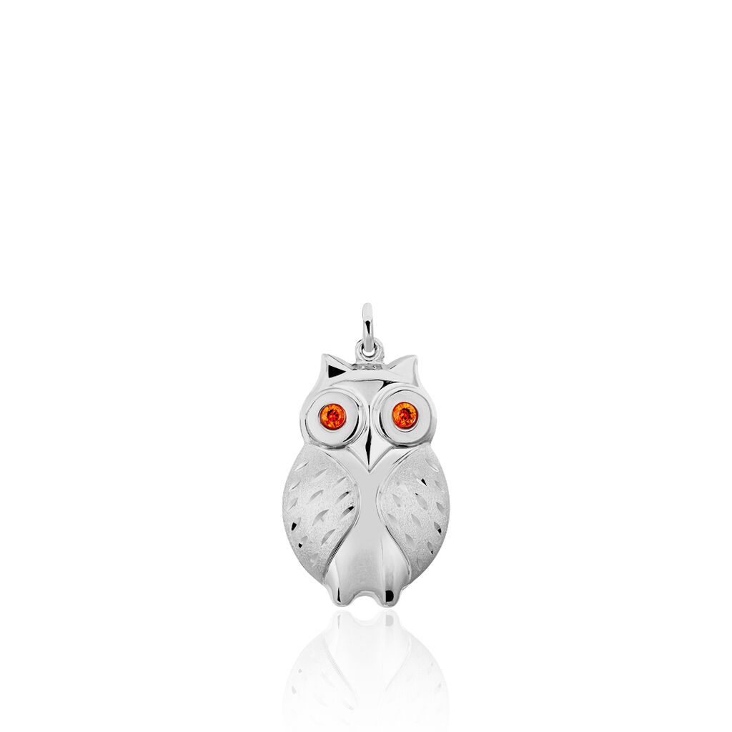 Anhänger Silber 925 Oranger Zirkonia Eule - Schmuckanhänger Damen | OROVIVO