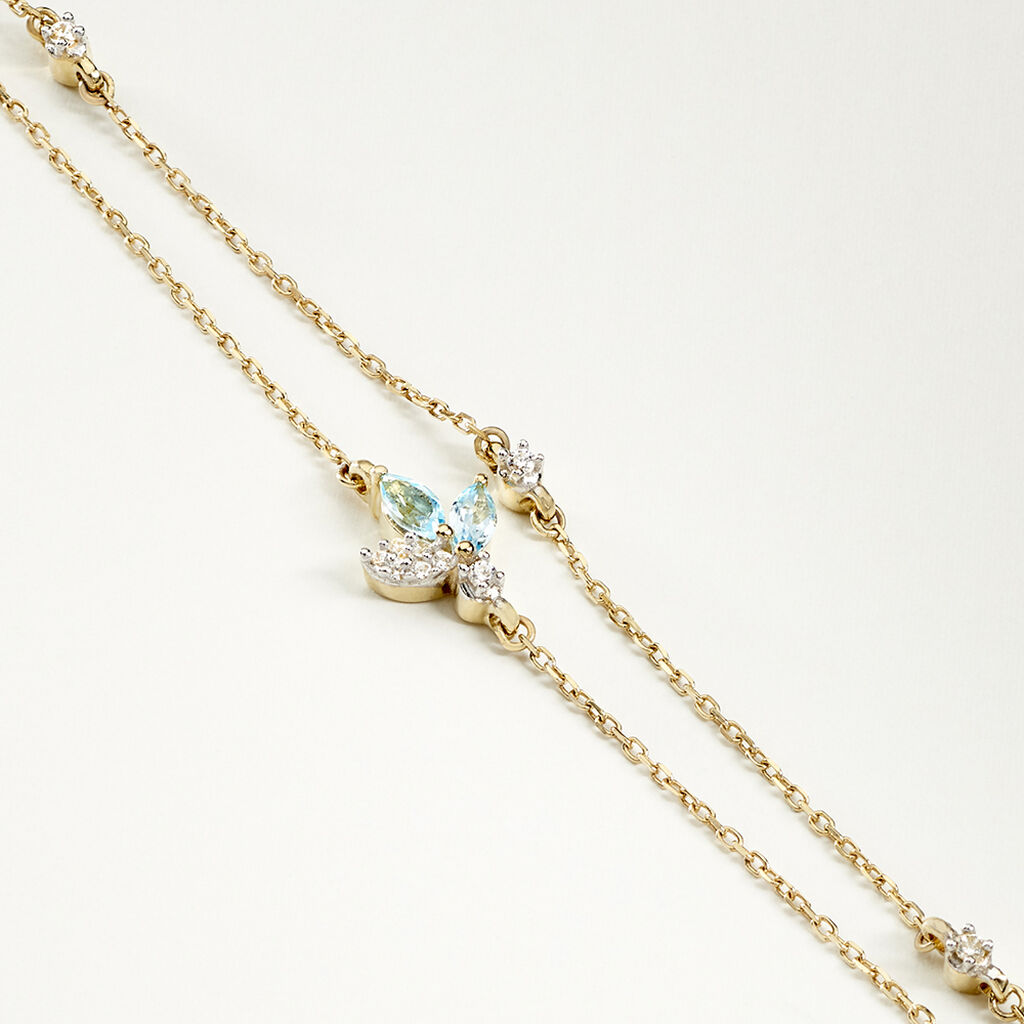 Damen Armband Gold 375 Topas Swiss Blue 0,34ct Blume Santorini - Armbänder mit Anhänger Damen | OROVIVO
