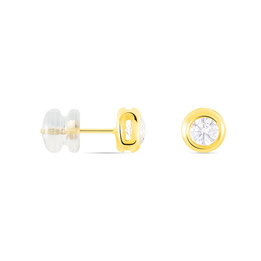 TALIA 2 ZARGE Damen Ohrstecker Gold 375 (9 Karat) Zirkonia Wei&szlig; 0,86 ct Kreis