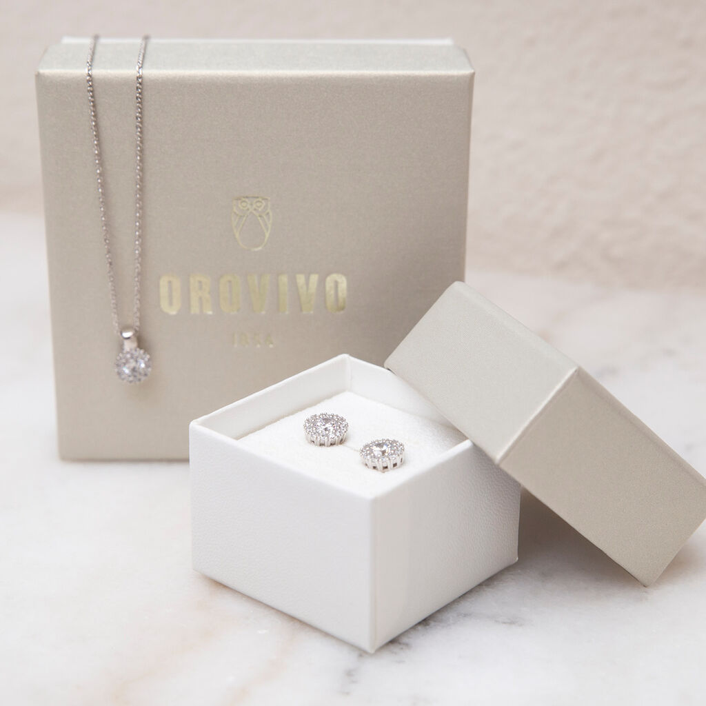 SERINATI Damen Ohrstecker Silber 925 Zirkonia Wei&szlig;