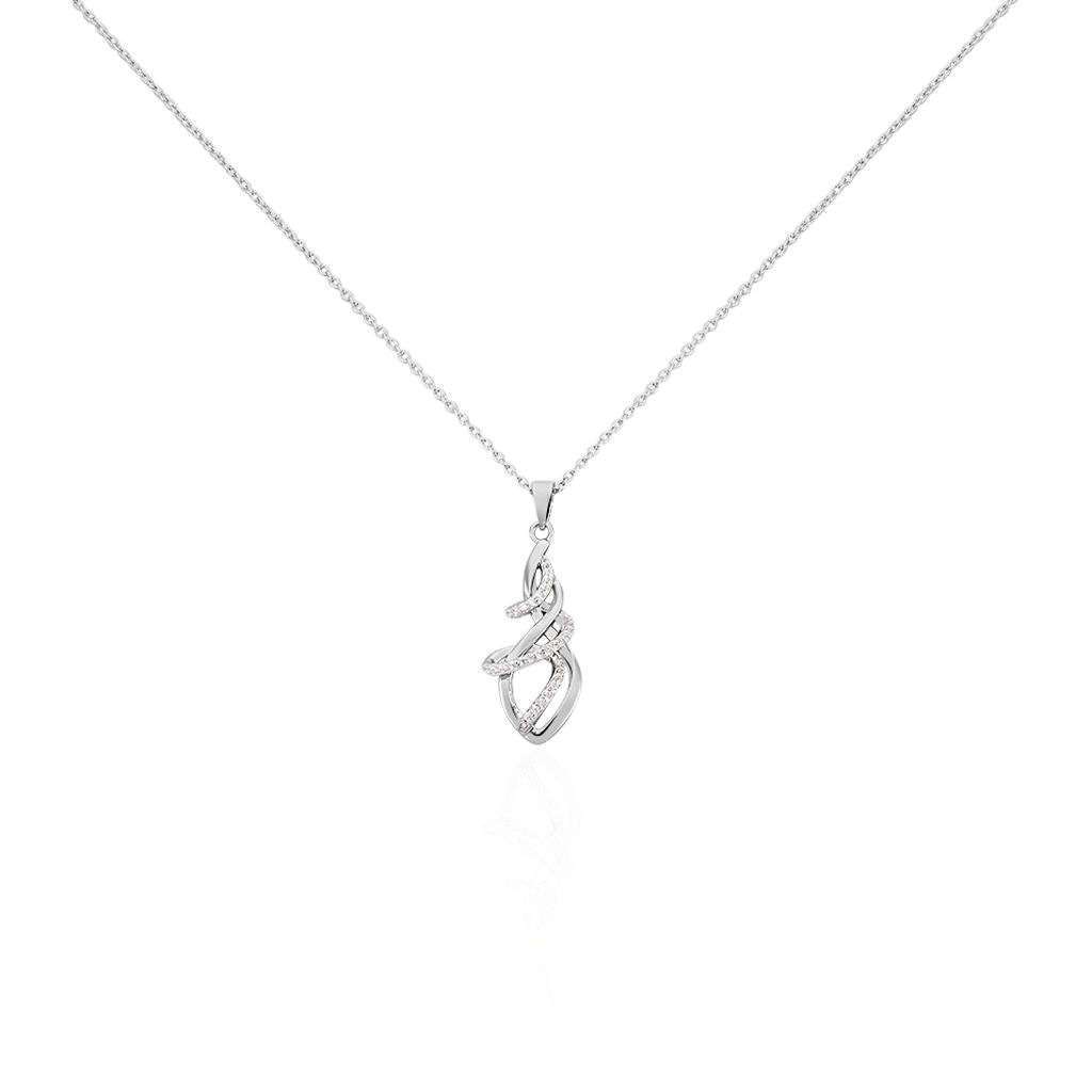 🦚 Damen Halskette Silber 925 Zirkonia Emma, Collier mit Stein