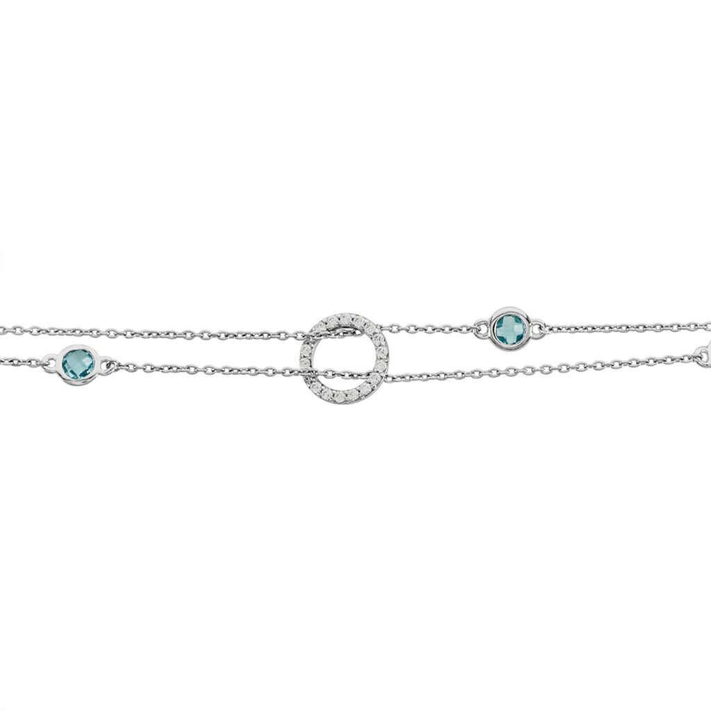 SINAYA Damen Armband Silber Silber 925 Glas Blau 0,13 ct Kreis