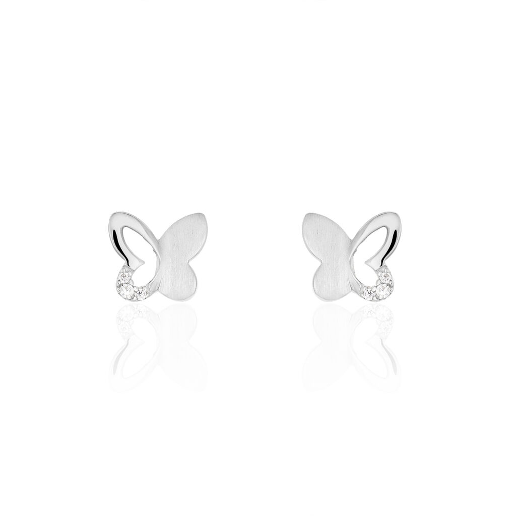 LIL SCHMETTERLING Kinder Ohrstecker Silber 925 Zirkonia Weiß Schmetterling, Ohrstecker mit Stein