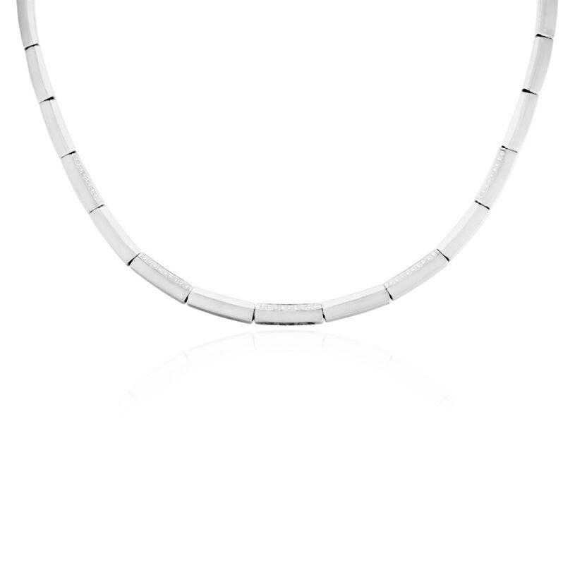 KIMBERLY Damen Collier Titan Zirkonia Wei&szlig; 0,220 ct Rechteckig B 5 mm - Halsketten Damen | OROVIVO