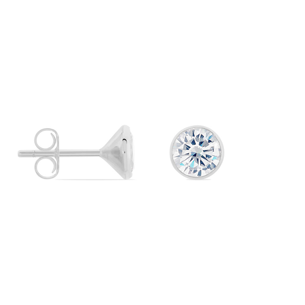 DRIVA Damen Ohrstecker Silber 925 Zirkonia Wei&szlig;