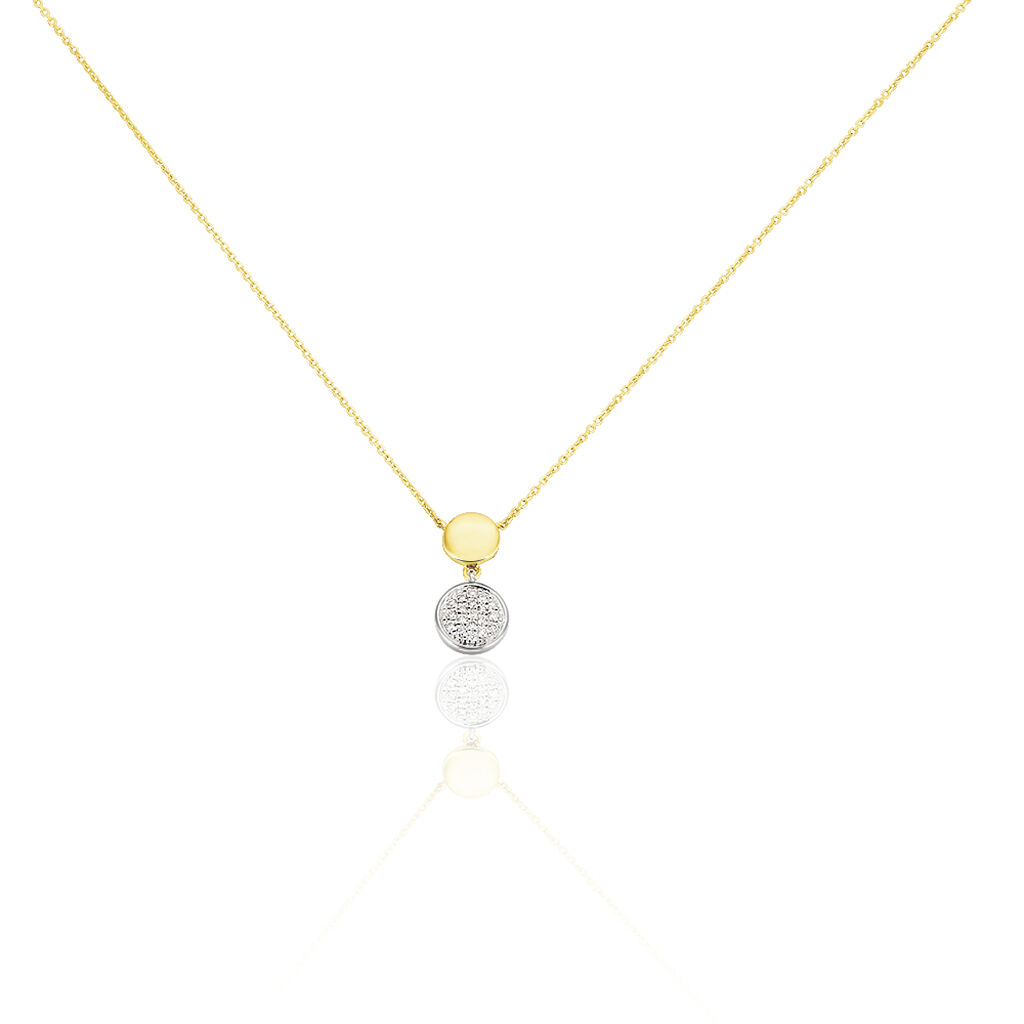 Damen Collier Gold Bicolor 375 Diamant 0,12ct Kreis Soft - Halsketten Damen | OROVIVO