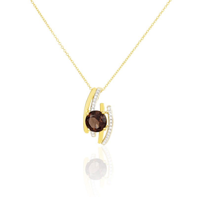 Collier Or Jaune Quartz Et Diamant - Spannringe Damen | OROVIVO
