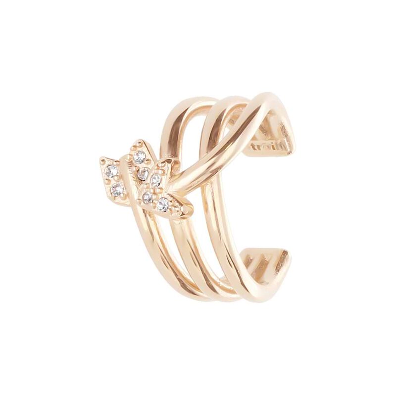 Anello regolabile in ottone rosato con freccia di Cupido con strass - Spannringe Damen | OROVIVO