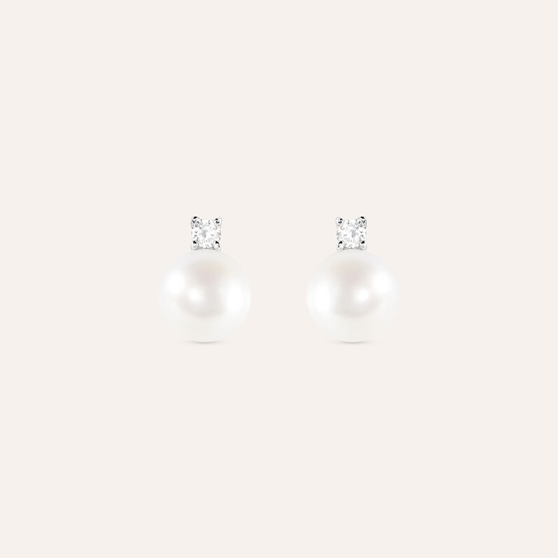 Orecchini Lobo Gabrielle Precious Oro Bianco Perla D'Acqua Dolce Diamante - Spannringe Damen | OROVIVO