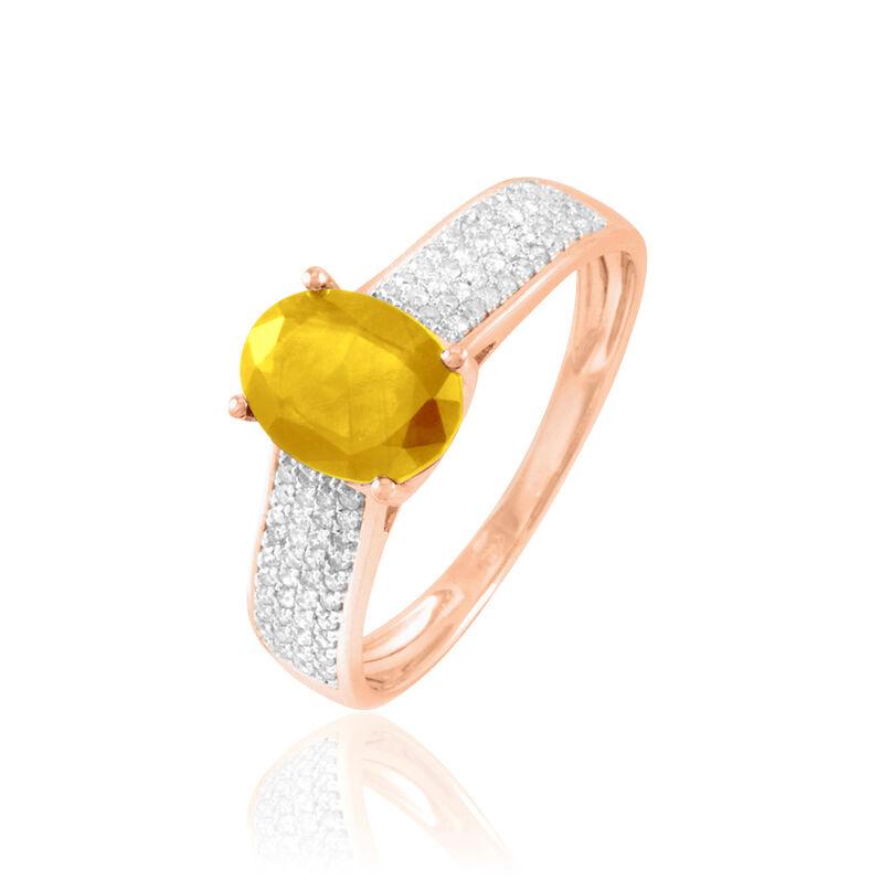 Bague Crista Or Rose Citrine Et Diamant - Spannringe Damen | OROVIVO