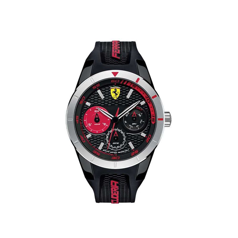 RedRev T - Orologio da polso multifunzione con cassa in acciaio e cinturino in silicone nero e rosso - Spannringe Herren | OROVIVO