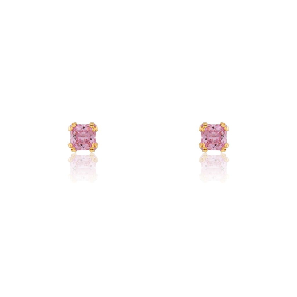 Ohrstecker Gold 375 Rosé Zirkonia Viereck 3mm, Ohrstecker mit Stein