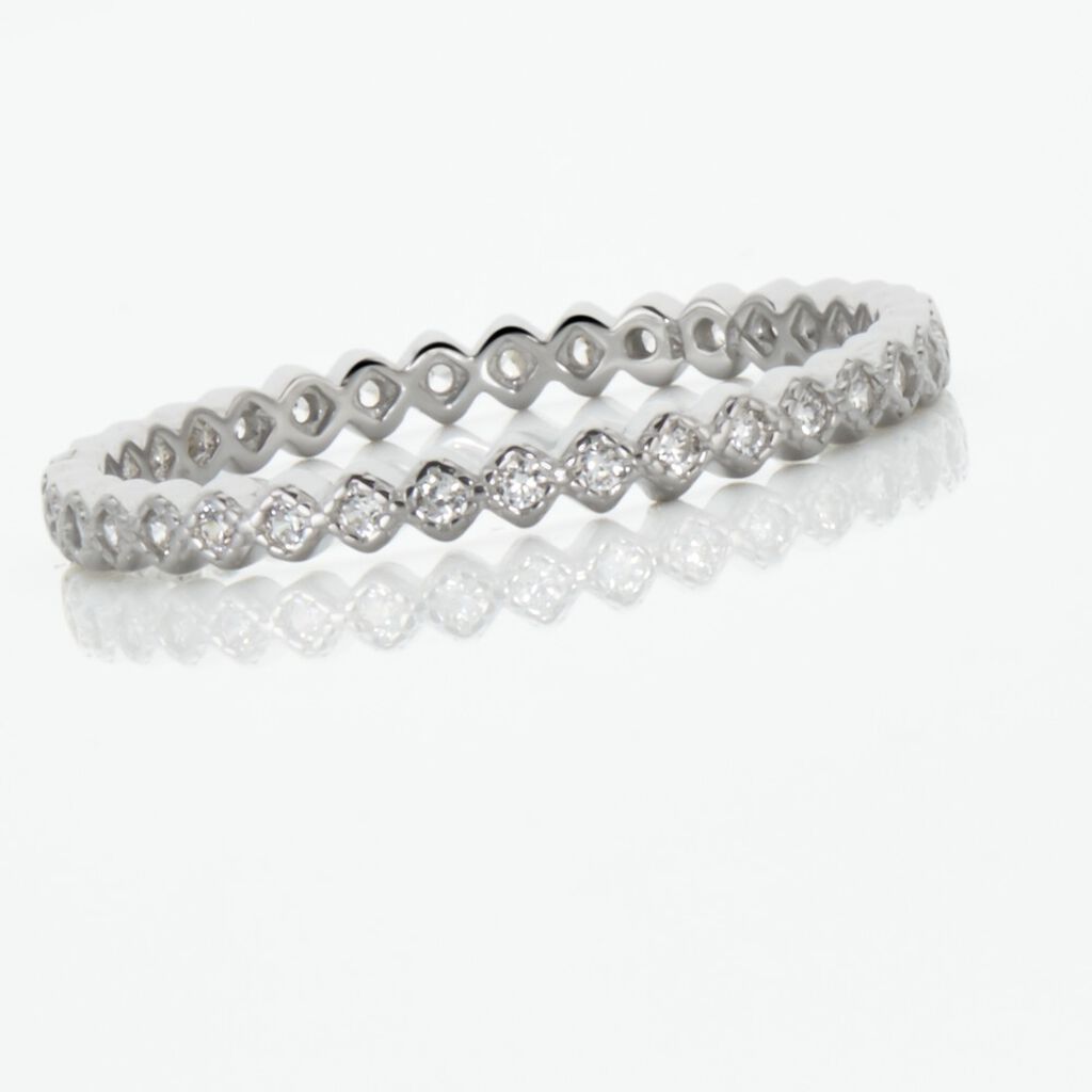 Damen Ring Silber Silber 925 Zirkonia Wei&szlig; Raute