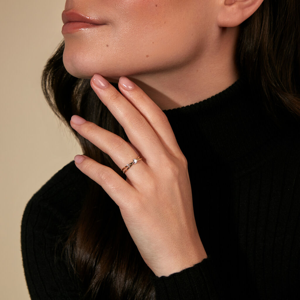 KAYLIE Damen Ring Gold 375 (9 Karat) Synthetischer Diamant Wei&szlig; 0,17 ct