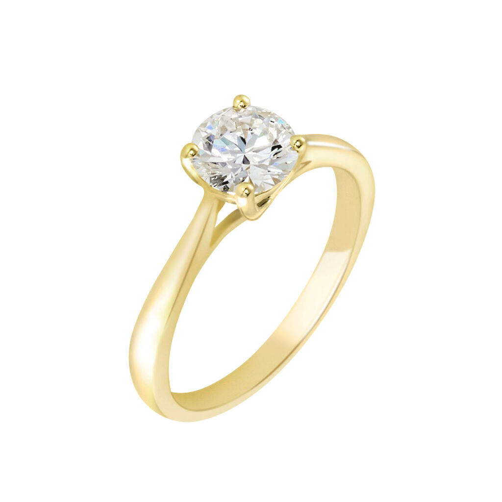 Solitaire Or Jaune Fiona Diamant Synthetique - Spannringe Damen | OROVIVO