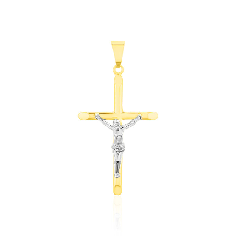 Kreuz Anhänger Gold 333 Bicolor Jesus Christus Raphael - Schmuckanhänger Unisex | OROVIVO