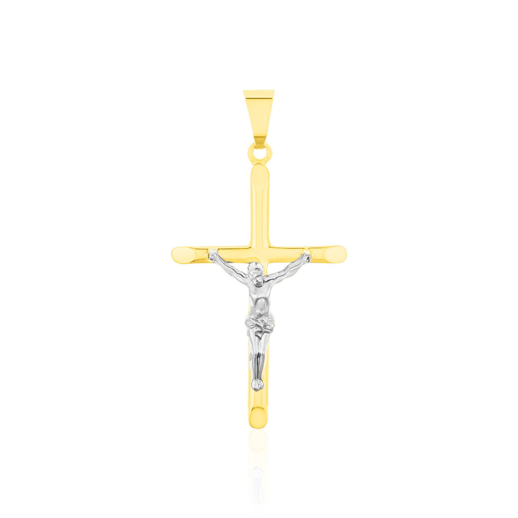 Kreuz Anhänger Gold 333 Bicolor Jesus Christus Raphael - Schmuckanhänger Unisex | OROVIVO