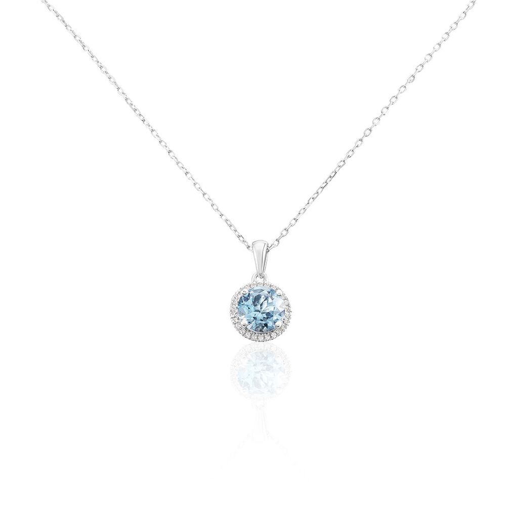 FELI Damen Collier Weißgold 585 (14 Karat) Topas Blau 1,04 ct, Collier mit Stein