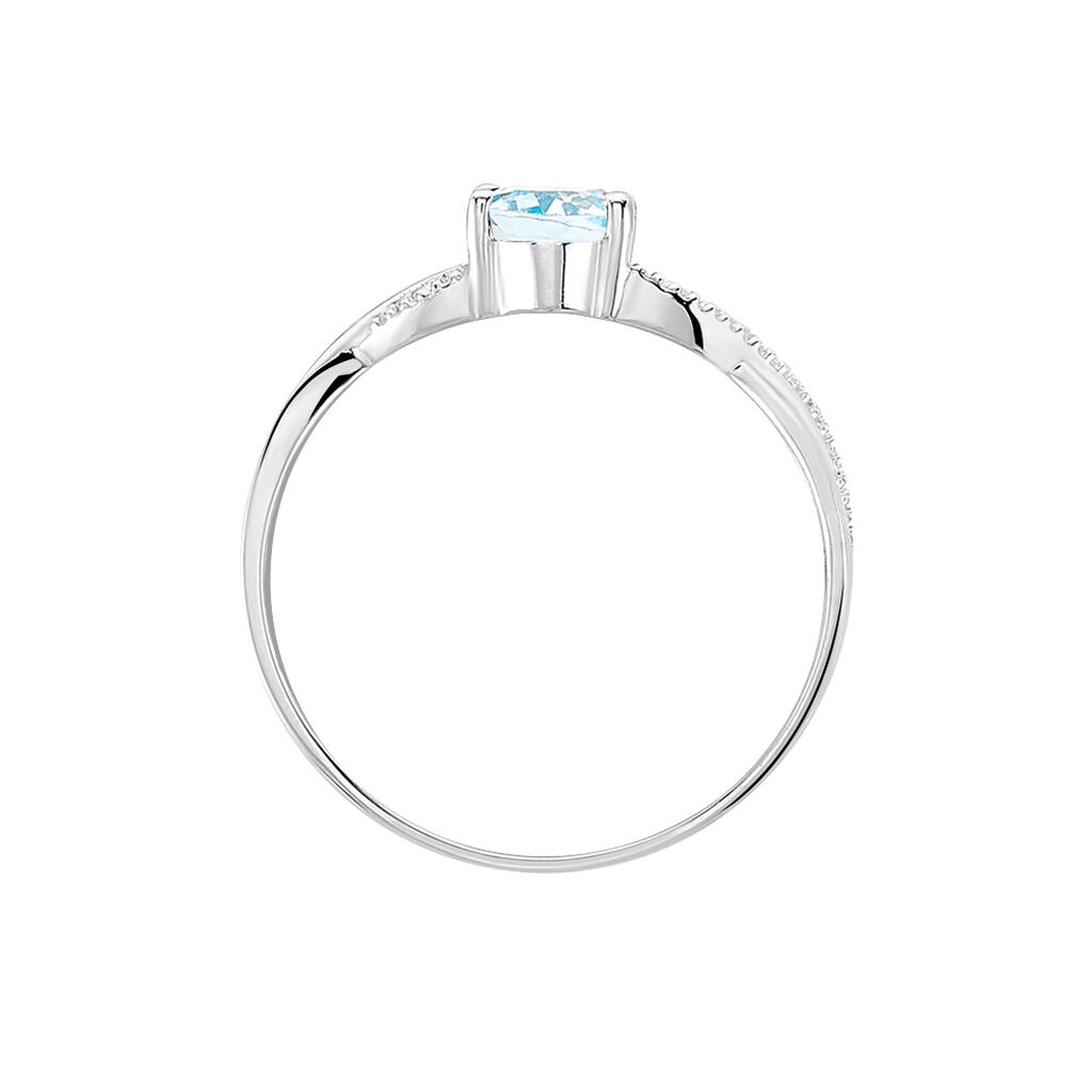 CANDICE Damen Ring Wei&szlig;gold 375 (9 Karat) Topas Blau 0,920 ct Welle