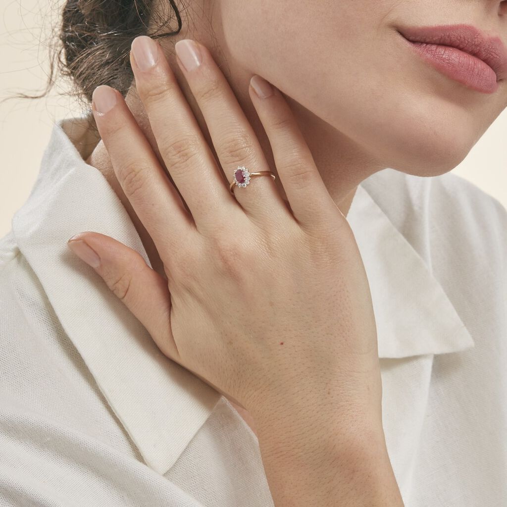 Bague Or Jaune Rubis Diamants - Spannringe Damen | OROVIVO