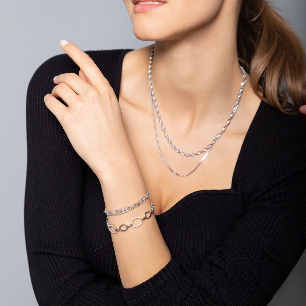 Damen Kordelkette Silber 925 Diamantiert  - Halsketten Damen | OROVIVO