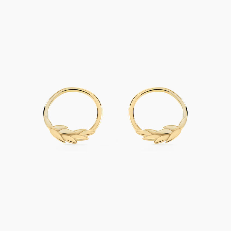 Boucles D'oreilles Puces Leafora Or Jaune - Spannringe Damen | OROVIVO