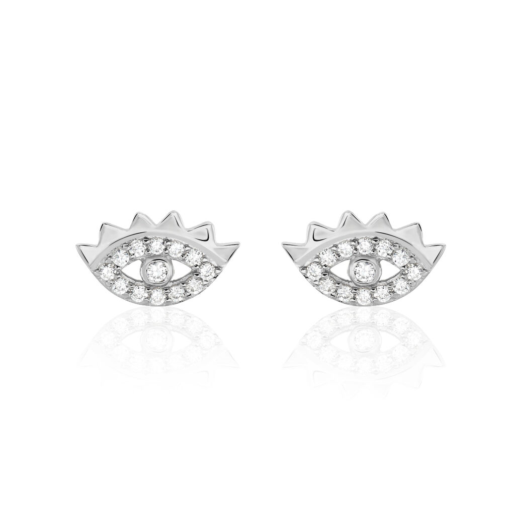Damen Ohrstecker Weißgold 375 Zirkonia Auge - Ohrstecker Damen | OROVIVO