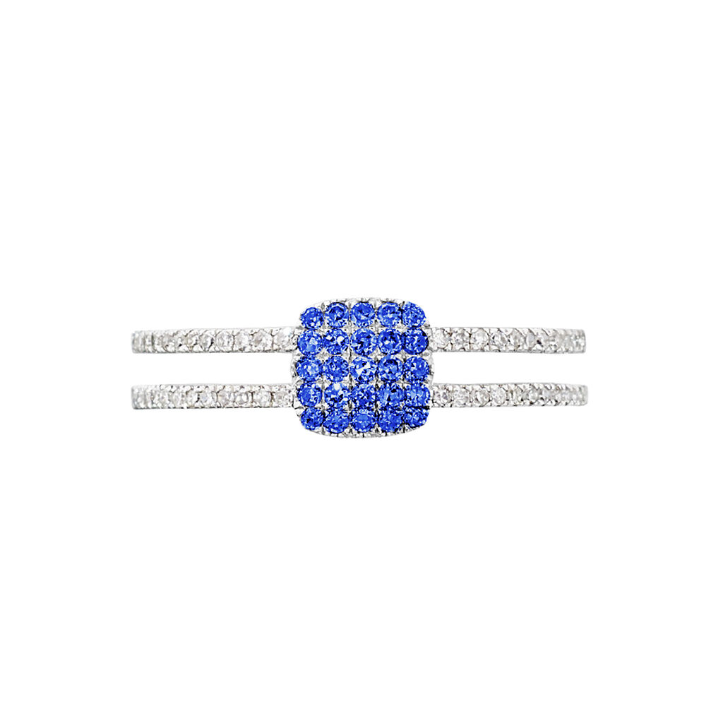 Bague Aude Or Blanc Saphir Et Diamant - Spannringe Damen | OROVIVO