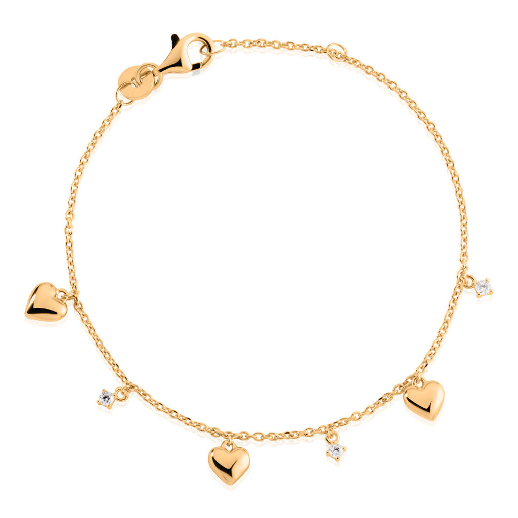 JAZMINE Damen Armband Vergoldet 750 Zirkonia Weiß Herz, Armband mit Stein