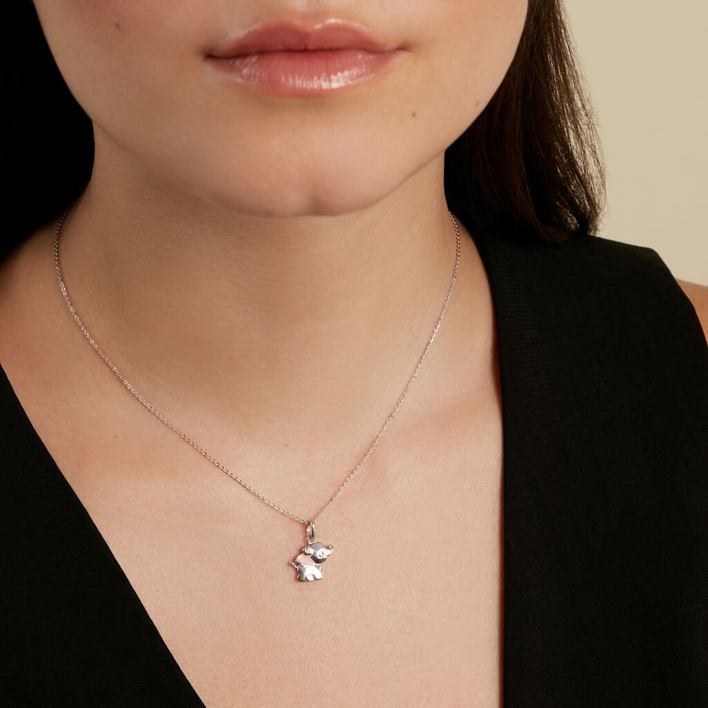 ELEFANT Kinder Collier Silber 925 Zirkonia Wei&szlig; Elefant